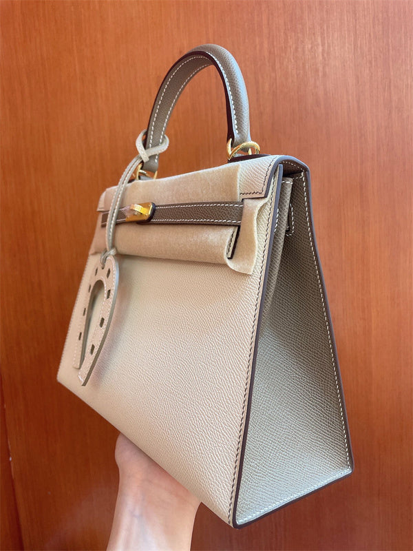 Side view of effortless structured handbag