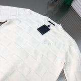 Side profile of Louis Vuitton luxury clothing with monogram-inspired silhouette