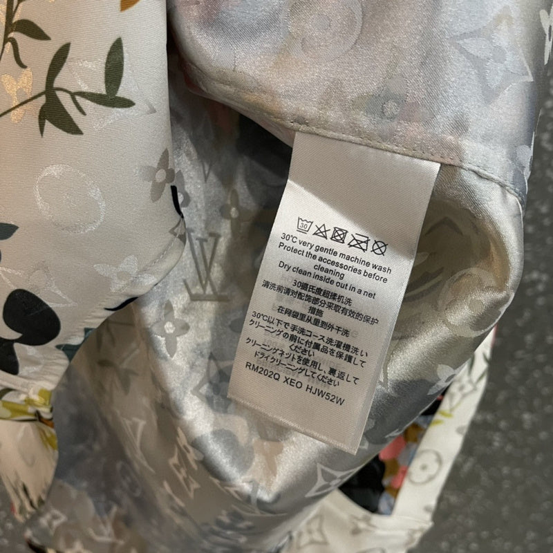 Close-up detail shot of Louis Vuitton luxury clothing with contemporary cut