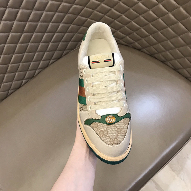 Gucci soft grey luxury sneakers view 4 premium leather build