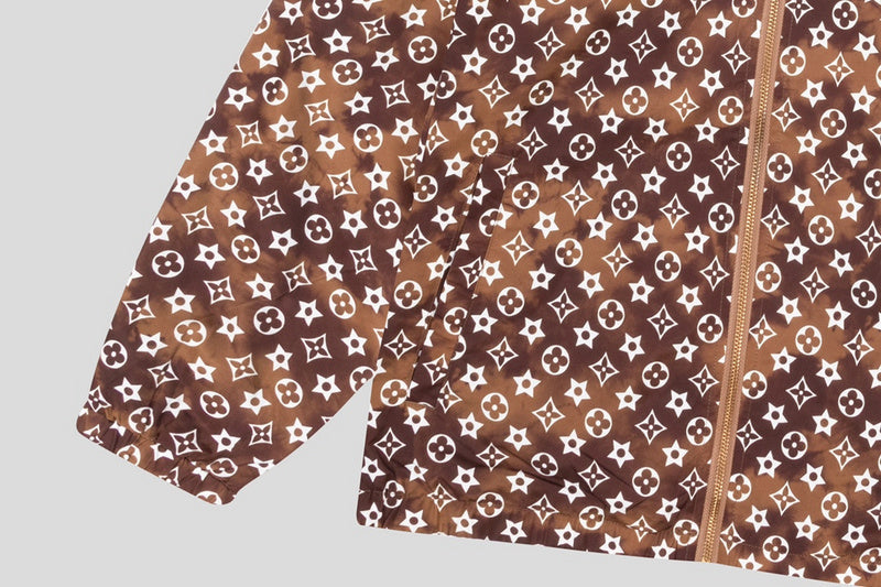 Side profile of Louis Vuitton luxury clothing with logo-detail design