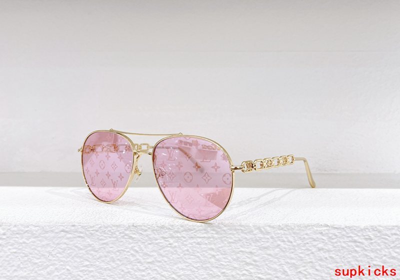 Close-up detail view of Louis Vuitton unisex sunglasses