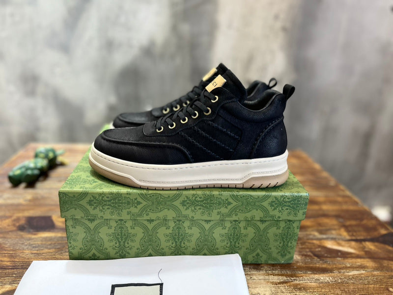 Gucci tonal black luxury sneakers view 5 premium leather build
