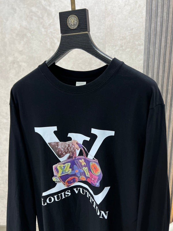 Front view of Louis Vuitton luxury clothing with monogram-inspired silhouette