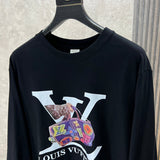 Front view of Louis Vuitton luxury clothing with monogram-inspired silhouette