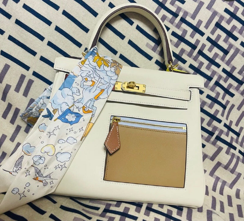 Close-up detail of statement bag design