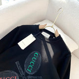 Front view of Gucci luxury clothing with monogram-inspired silhouette