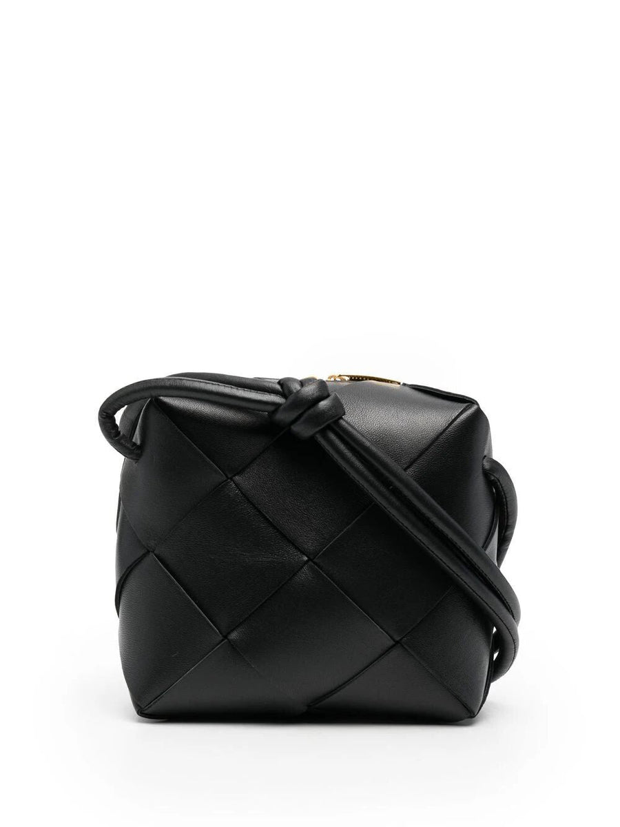 Close-up of Bottega Veneta shoulder bags hardware and fine stitching