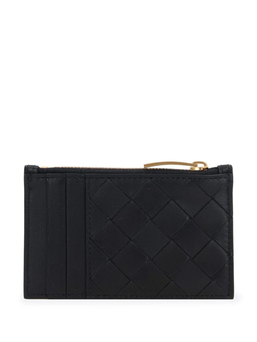 Close-up of Bottega Veneta wallets hardware and fine stitching