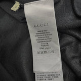 Back view of Gucci luxury clothing with label-forward styling