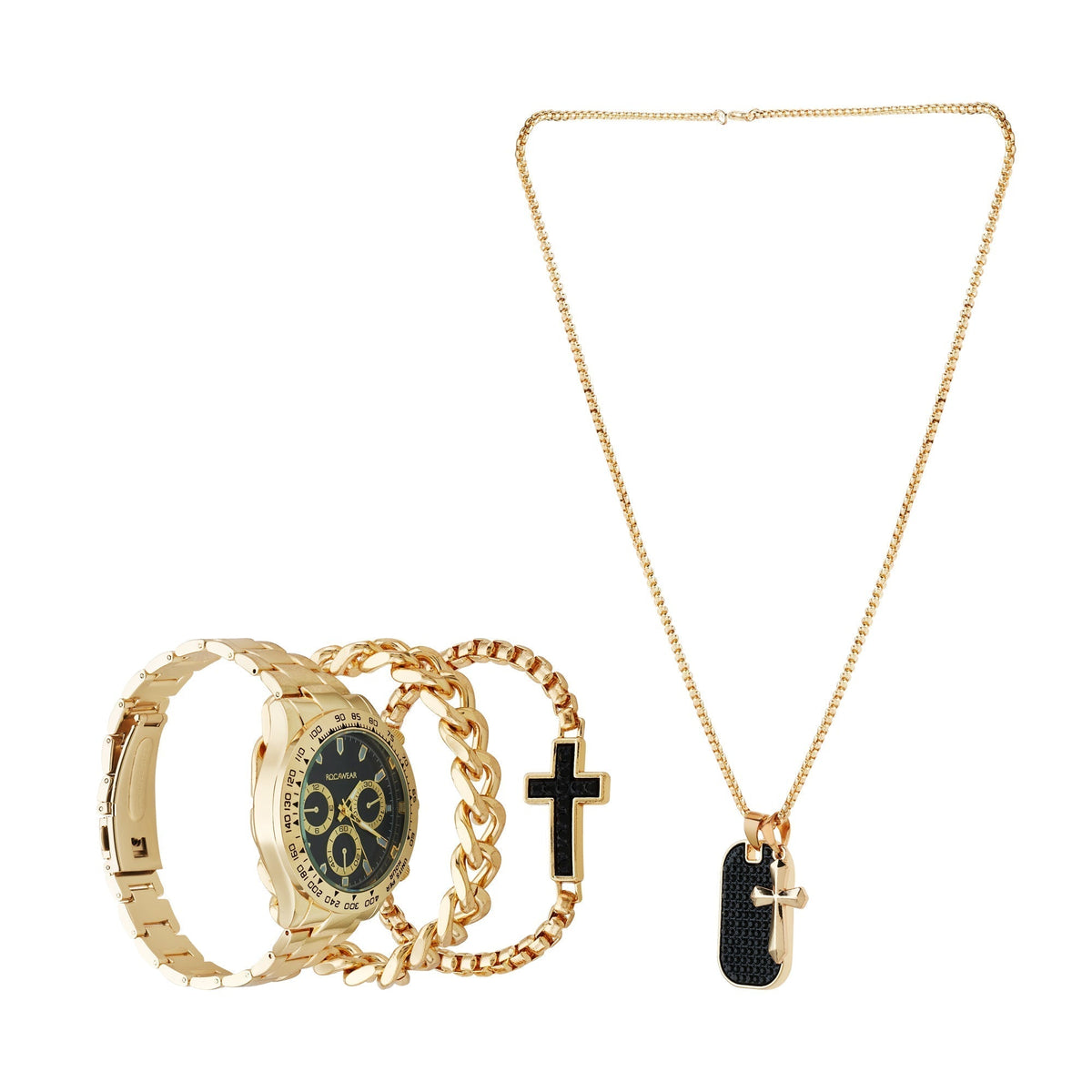 Front view of Rocawear Men's Shiny men's gold bracelet