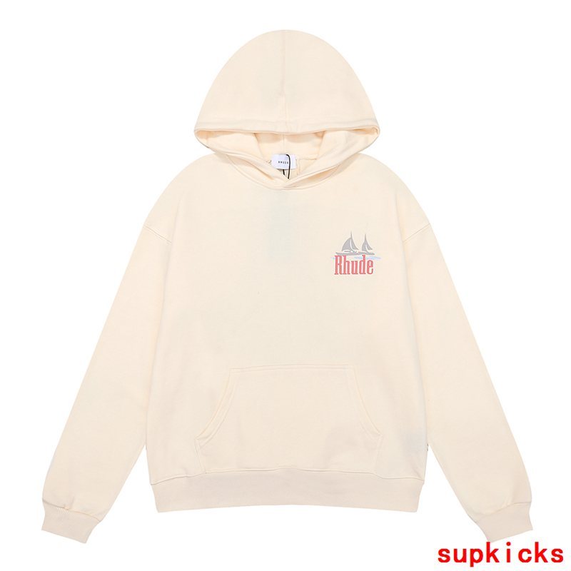 Side profile of Rhude luxury clothing with streetwear-inspired cut