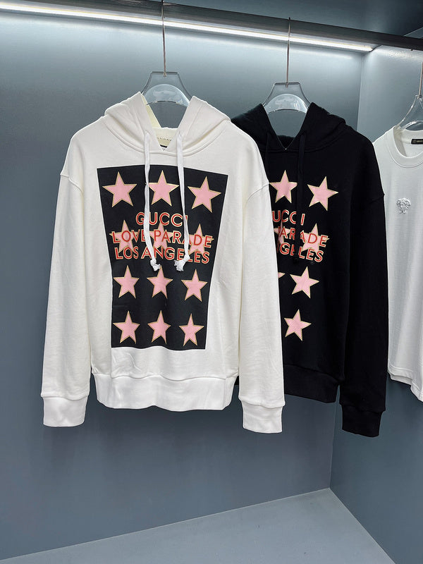 Close-up detail shot of Gucci luxury clothing with logo-detail design