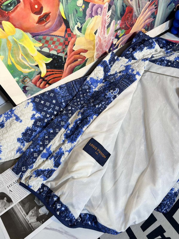 Close-up detail shot of Louis Vuitton luxury clothing with everyday silhouette