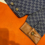 Front view of Gucci luxury clothing with logo-detail design