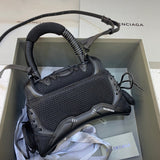 Structured Vegan Leather Handbag - Statement Silhouette | Women's Premium Handbag #334 - close-up detail shot (image 3) of designer-inspired handbag