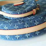  Refined crossbody bag carried on shoulder