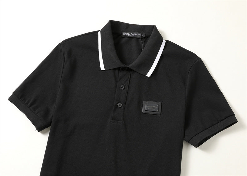 Close-up detail shot of Polo cotton polo shirt with logo-detail design