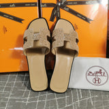 Hermès Nude Platform Sandals - Angled View