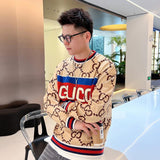 Full styled look of Gucci luxury clothing with logo-detail design