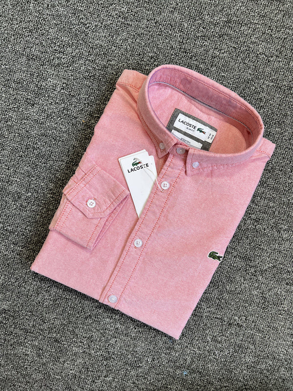 Front view of Lacoste luxury clothing with logo-detail design