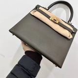 Side view of contemporary structured handbag