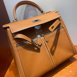 Sophisticated bag shown from front angle