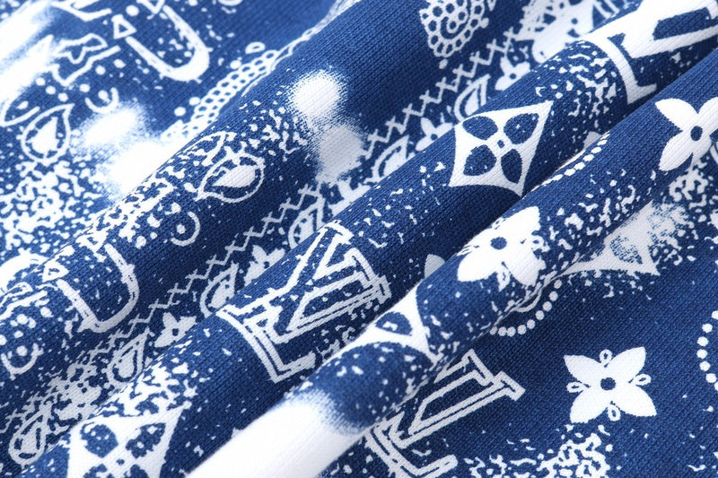 Close-up detail shot of Louis Vuitton luxury clothing with streetwear-inspired cut