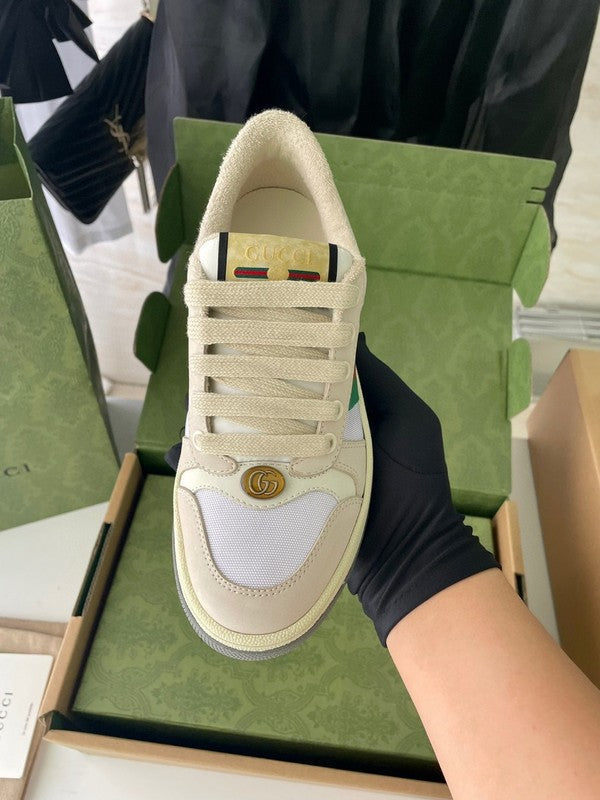 Gucci two-tone luxury sneakers view 9 signature lace-up style