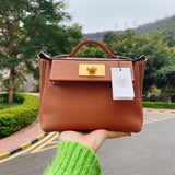 Side view of versatile structured handbag