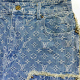 Close-up detail shot of Louis Vuitton luxury clothing with relaxed-fit cut