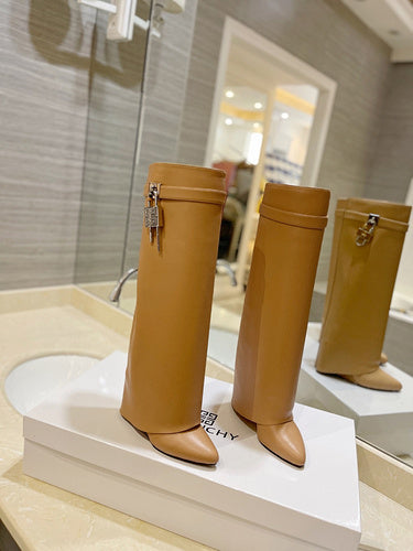 Givenchy Chocolate Brown Combat Boots - Full Silhouette View