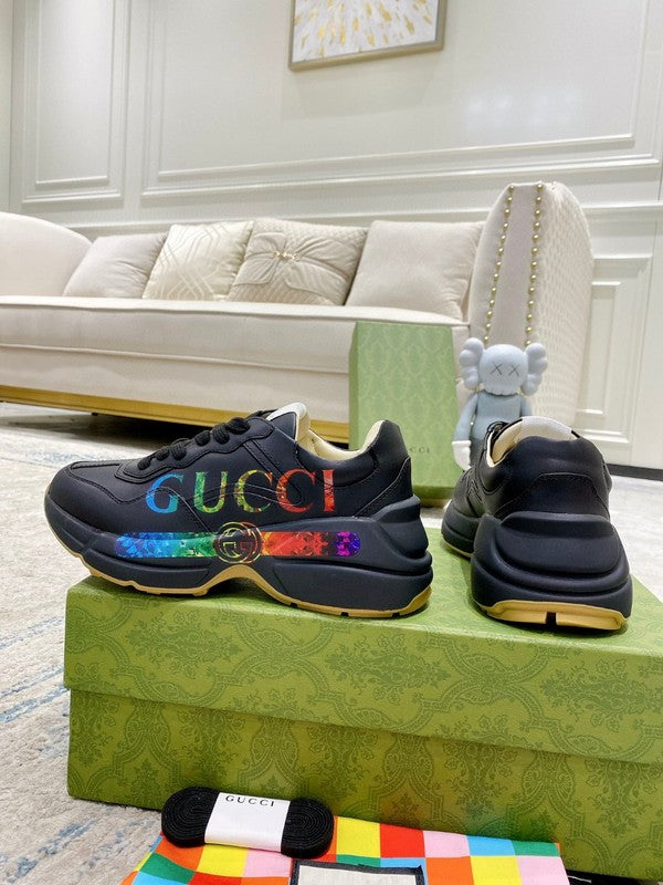 Gucci fresh white-and-black luxury sneakers view 6 breathable knit upper