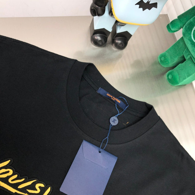 Close-up detail shot of Louis Vuitton cotton t-shirt with tailored silhouette