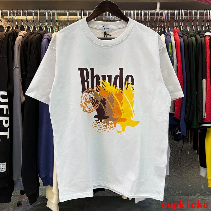 Side profile of Rhude luxury clothing with runway-inspired design
