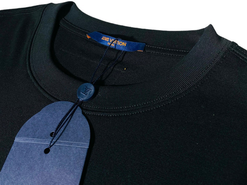 Close-up detail shot of Louis Vuitton cotton t-shirt with contemporary cut