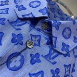 Back view of Louis Vuitton luxury clothing with signature branding