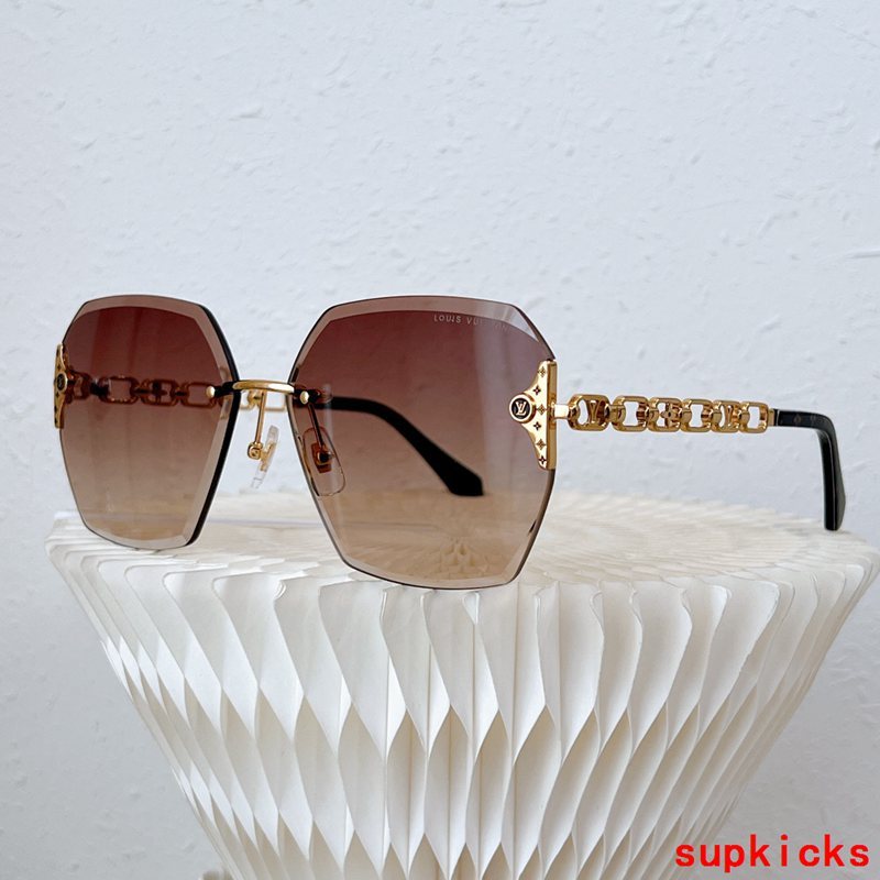 Close-up detail view of Louis Vuitton unisex sunglasses