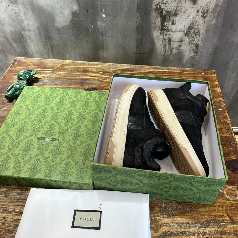 Gucci tonal black luxury sneakers view 7 padded collar comfort