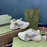 Side profile of Gucci bold contrast sneakers breathable knit upper