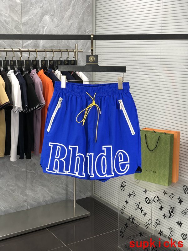 Front view of Rhude luxury clothing with logo-detail design