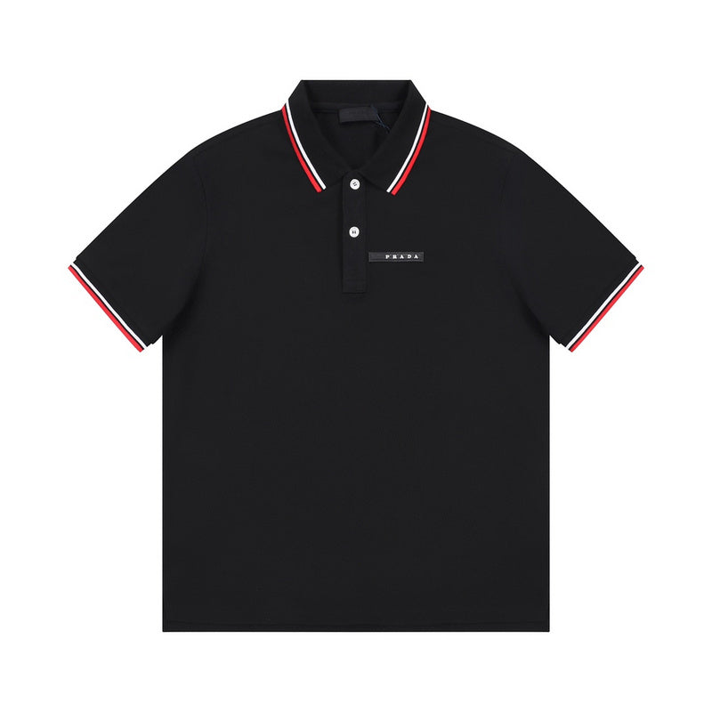 Back view of Polo cotton polo shirt with monogram-inspired silhouette