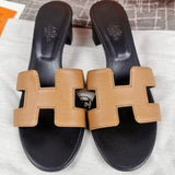 Hermès Grey Slide Sandals - Lifestyle Styling Shot