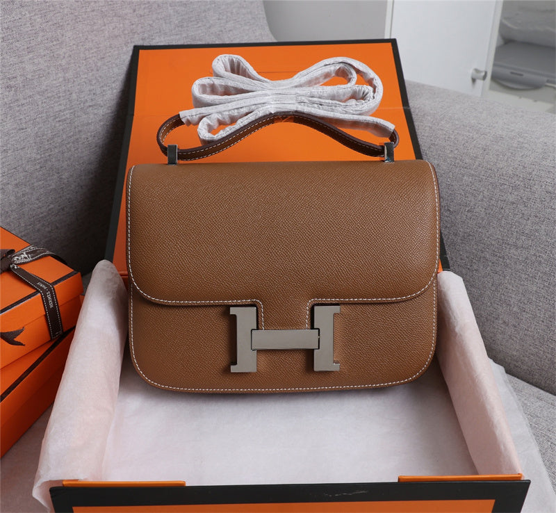 Side view of polished structured handbag