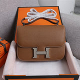 Side view of polished structured handbag
