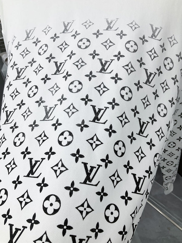 Flat lay presentation of Louis Vuitton luxury clothing with everyday silhouette