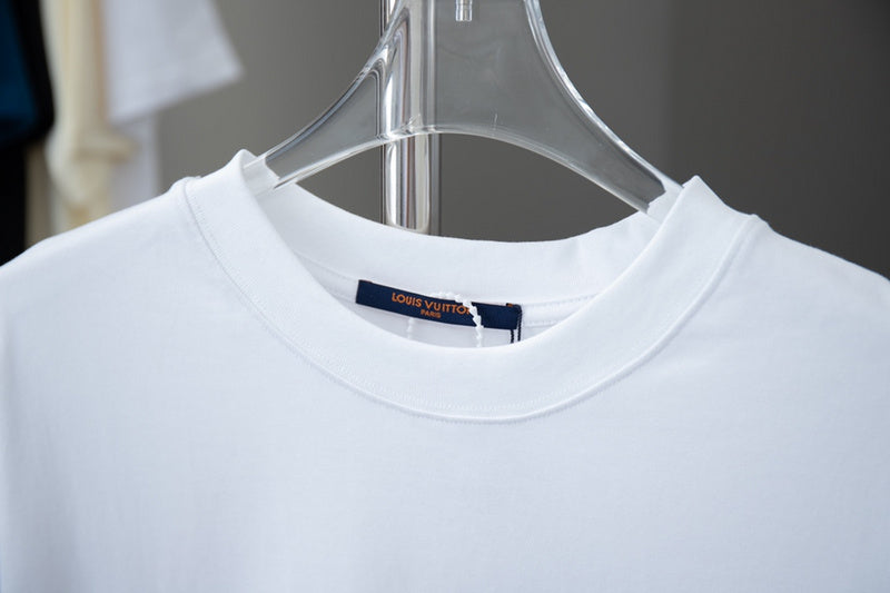 Close-up detail shot of Louis Vuitton cotton t-shirt with relaxed-fit cut