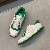 Side profile of Gucci stone beige sneakers classic court silhouette