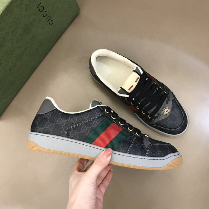 Gucci Designer sneakers in crisp white retro runner design front view