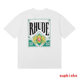Side profile of Rhude luxury clothing with relaxed-fit cut